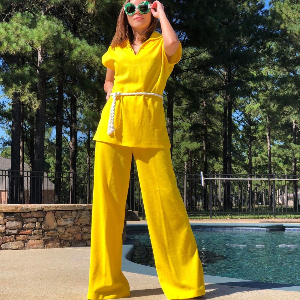 1970s Lemon Drop Pantsuit Set